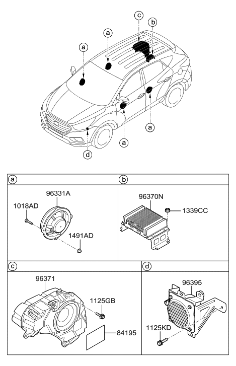 2022 Hyundai Santa Fe Vess Speaker Assembly Diagram for 96395-4W000