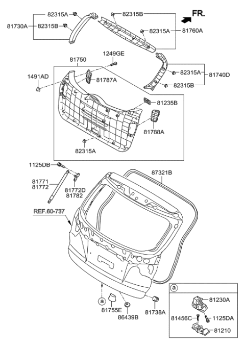 2017 Hyundai Tucson Fuel Cell Tail Gate Trim Diagram