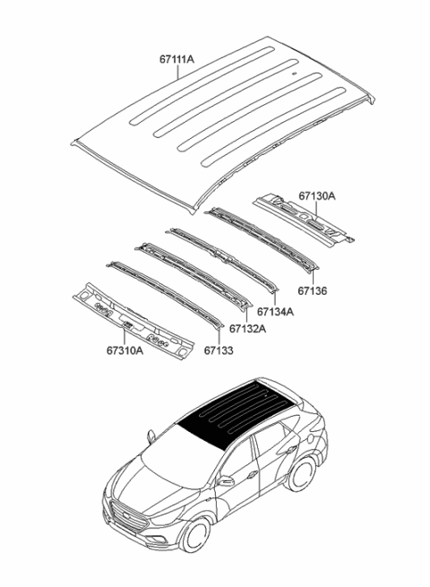 2017 Hyundai Tucson Fuel Cell Roof Panel Diagram