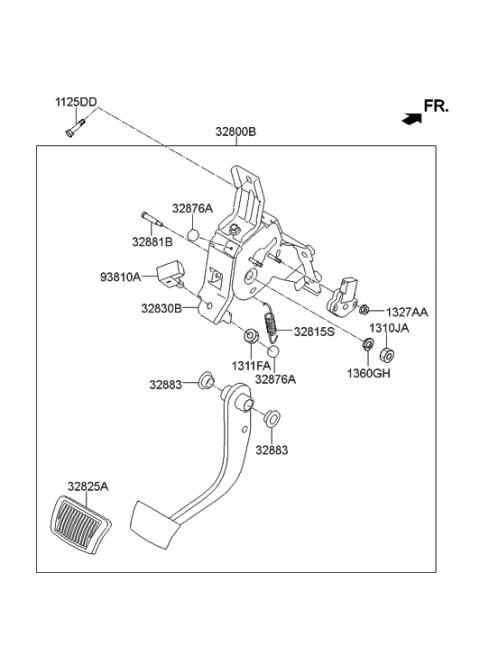 2017 Hyundai Tucson Fuel Cell Brake & Clutch Pedal Diagram