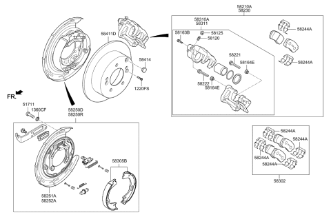 2017 Hyundai Tucson Brake Assembly-Parking Rear,RH Diagram for 58270-4W100