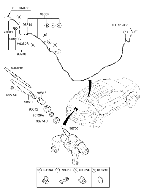 2017 Hyundai Tucson Fuel Cell Rear Wiper & Washer Diagram