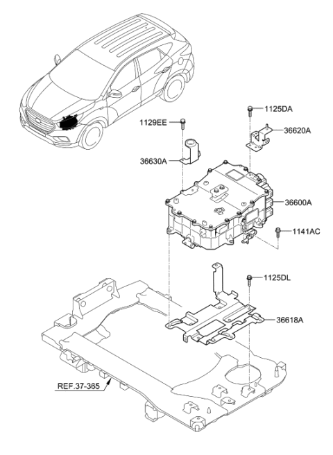 2017 Hyundai Tucson Fuel Cell Traction Motor & Gdu Assy Diagram