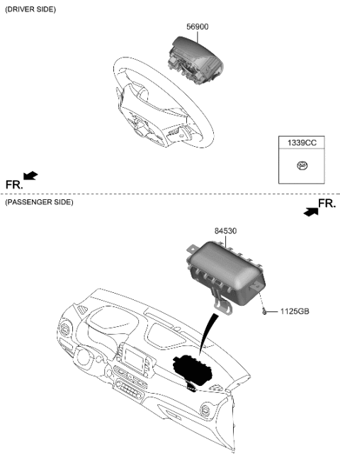 2020 Hyundai Kona Electric Module Assembly-STRG Wheel Air Bag Diagram for 80100-K4500-SRX