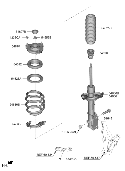 2019 Hyundai Kona Electric Front Spring & Strut Diagram