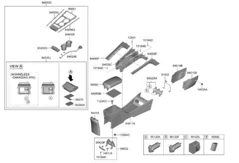 2020 Hyundai Elantra GT Console-Floor Diagram for 84611-K4000-TRY