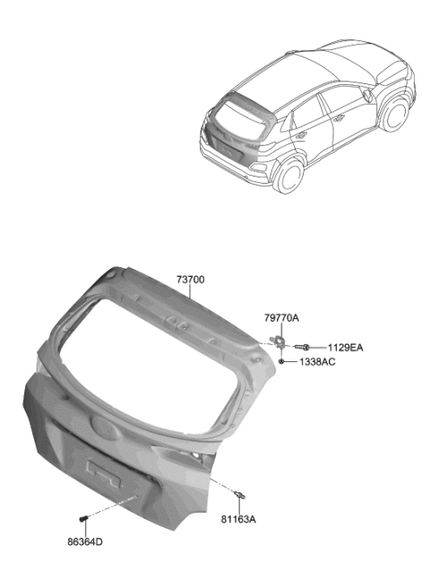 2019 Hyundai Kona Electric Tail Gate Diagram