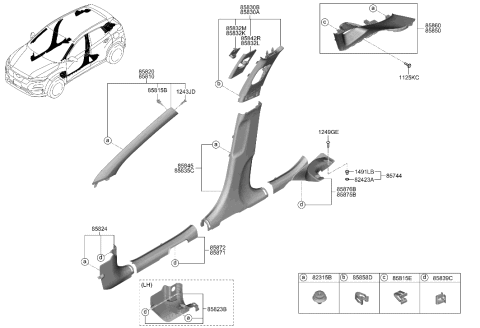 2019 Hyundai Kona Electric Trim Assembly-Ctr Pillar LWR RH Diagram for 85845-K4020-TRY