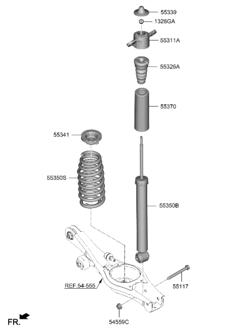 2020 Hyundai Kona Electric Rear Spring & Strut Diagram