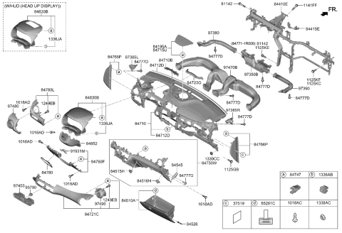 2021 Hyundai Kona Electric Panel Assembly-Center Facia Diagram for 84740-K4000-SRX