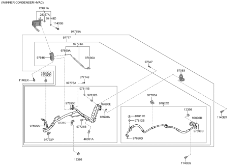 2019 Hyundai Kona Electric Clip-Aircon Cooler Line Diagram for 97785-K4510