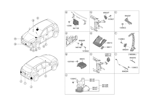 2000 Hyundai XG300 Sensor Assembly-A Type Crash Diagram for 95920-K4100