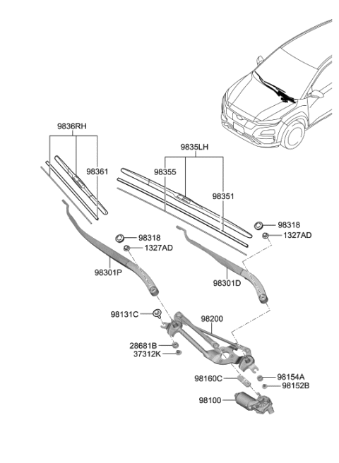 2021 Hyundai Kona Electric Windshield Wiper Diagram