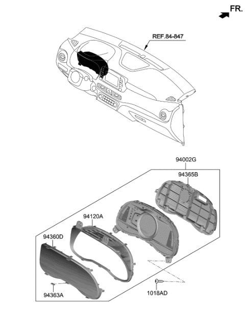 2022 Hyundai Genesis GV80 Cluster Assembly-Instrument Diagram for 94001-K4021