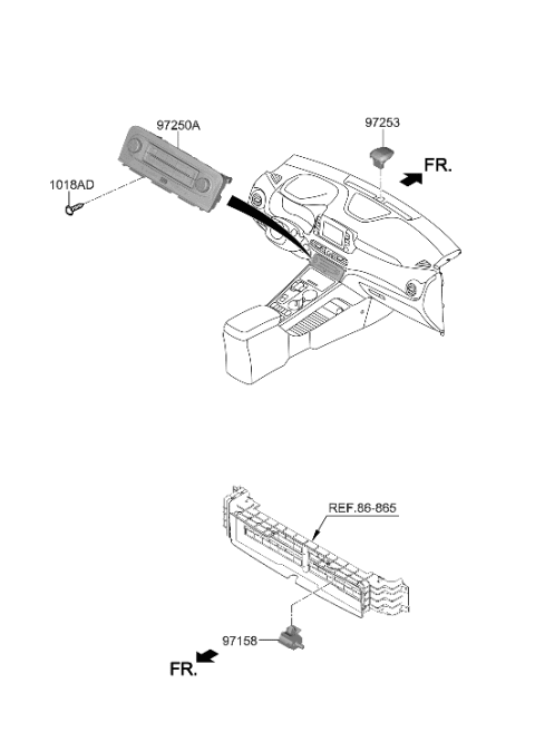 2022 Hyundai Genesis GV80 Heater Control Assembly Diagram for 97250-K4220-SPS