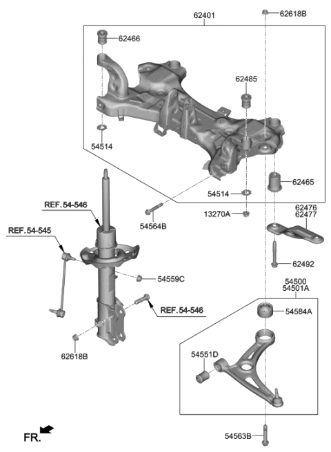 2019 Hyundai Kona Electric Front Suspension Crossmember Diagram