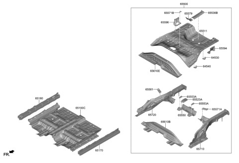 2020 Hyundai Elantra GT MBR Assembly-RR FLR FR Cross COMPL Diagram for 65612-K4000