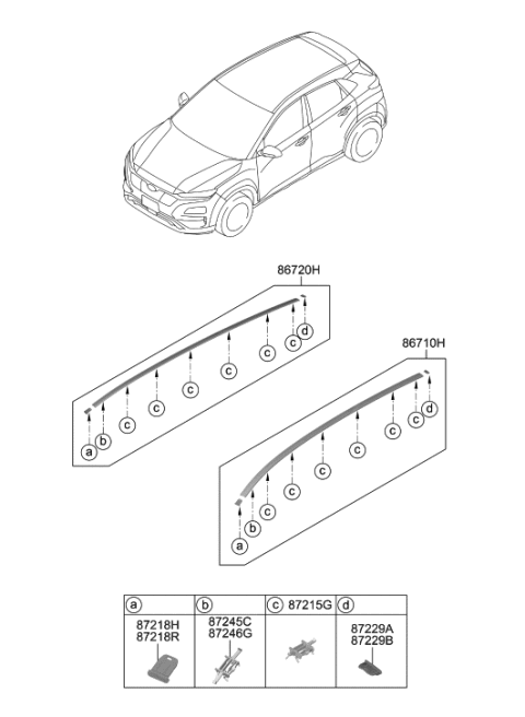 2020 Hyundai Kona Electric Roof Garnish & Rear Spoiler Diagram 1