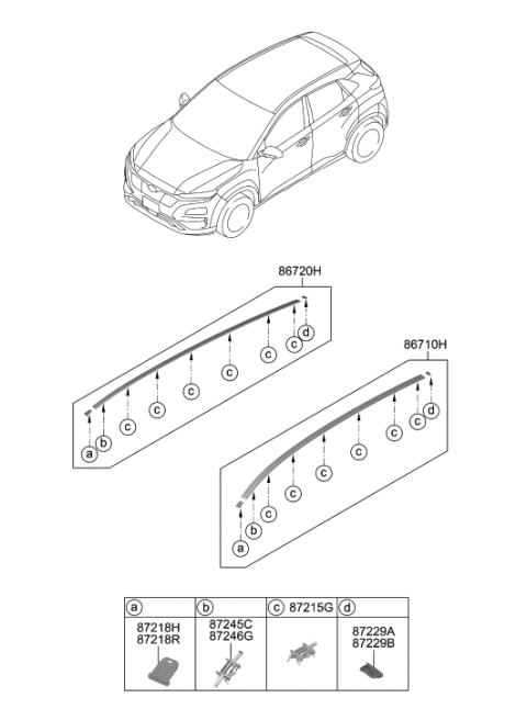 2019 Hyundai Kona Electric Roof Garnish & Rear Spoiler Diagram 1