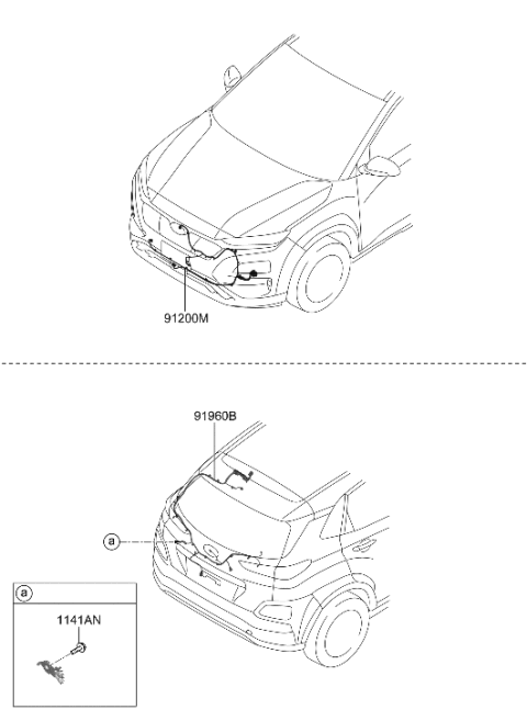2020 Hyundai Kona Electric Wiring Assembly-Tail Gate Diagram for 91650-K4010