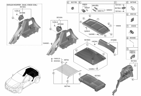 2021 Hyundai Kona Electric Trim Assembly-Rear Transverse Diagram for 85770-J9000-TRY