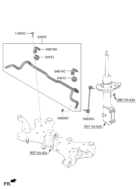 2022 Hyundai Genesis GV80 Bar Assembly-FR STABILIZER Diagram for 54810-K4000