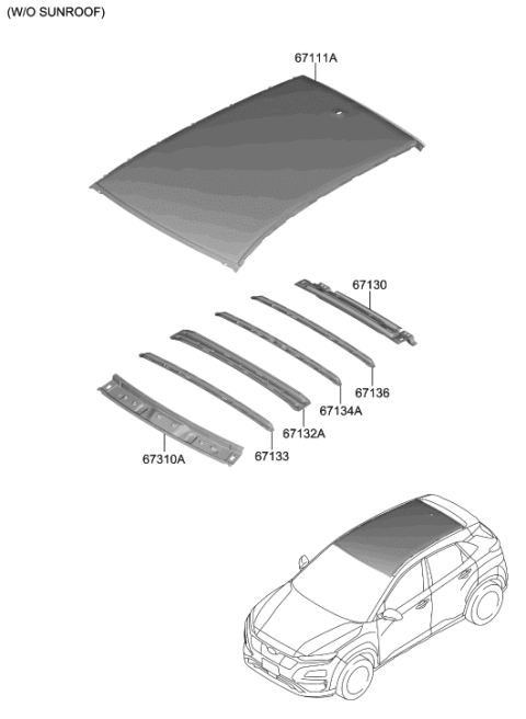 2019 Hyundai Kona Electric Roof Panel Diagram 1