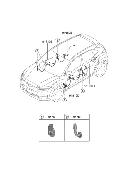 2021 Hyundai Kona Electric Wiring Assembly-FR Dr(Pass) Diagram for 91610-K4180