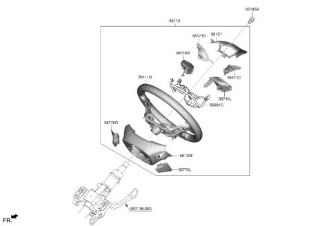 2021 Hyundai Kona Electric Steering Wheel Assembly Diagram for 56100-K4120-TRY