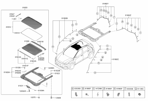 2020 Hyundai Kona Electric Sunroof Diagram 1