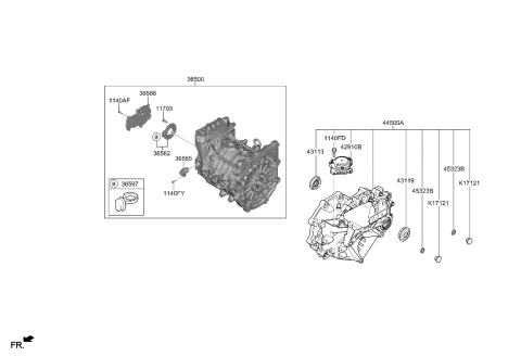 2021 Hyundai Kona Electric Traction Motor Assembly Diagram for 36500-0E700