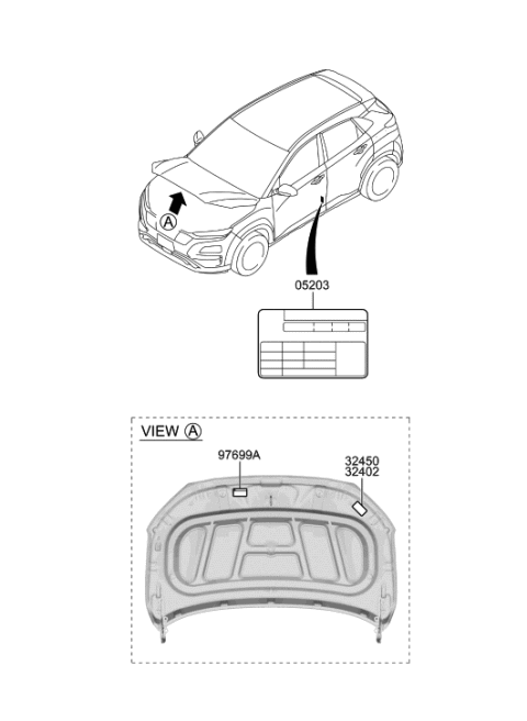 2019 Hyundai Kona Electric Label-Refrigerant Diagram for 97699-K4300