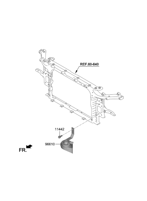 2021 Hyundai Kona Electric Horn Assembly-Low Pitch Diagram for 96611-K4000