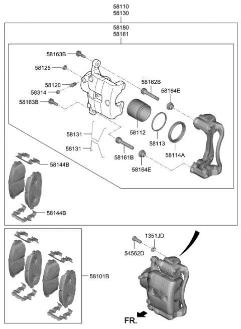 2022 Hyundai Genesis GV80 CALIPER Kit-Brake,RH Diagram for 58190-K4A05