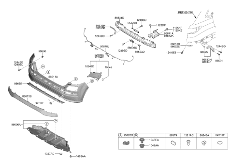 2019 Hyundai Kona Electric Rear Bumper Cover Diagram for 86610-K4010