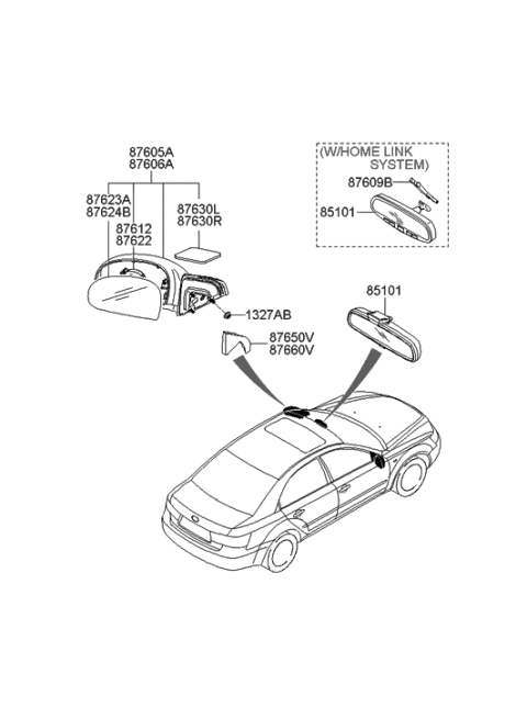 2009 Hyundai Sonata Cover Assembly-Front Door Quadrant Inner Diagram for 87650-3K530