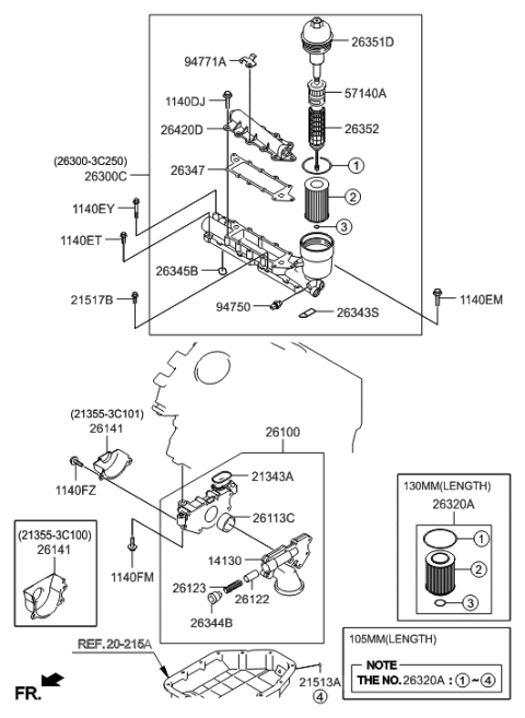 2007 Hyundai Sonata Front Case & Oil Filter Diagram 2