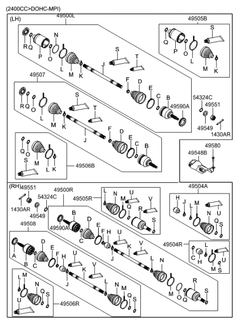 2007 Hyundai Sonata Shaft Assembly-Drive,LH Diagram for 49500-0A410