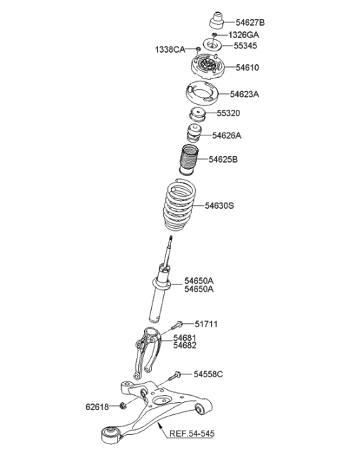 2009 Hyundai Sonata Old Body Style Front Spring & Strut Diagram