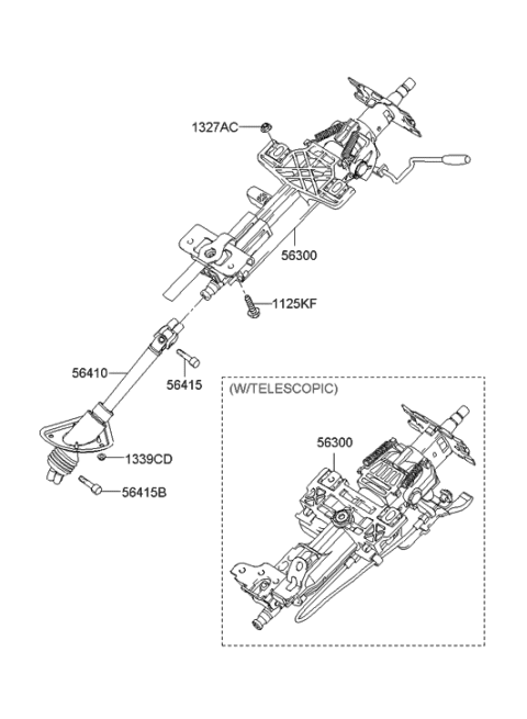 2007 Hyundai Sonata New Body Style Steering Column & Shaft Diagram