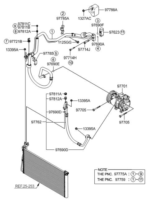 2010 Hyundai Sonata Compressor Assembly Diagram for 97701-3K520