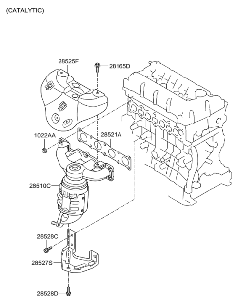 2010 Hyundai Sonata Exhaust Manifold Catalytic Assembly Diagram for 28510-2G110
