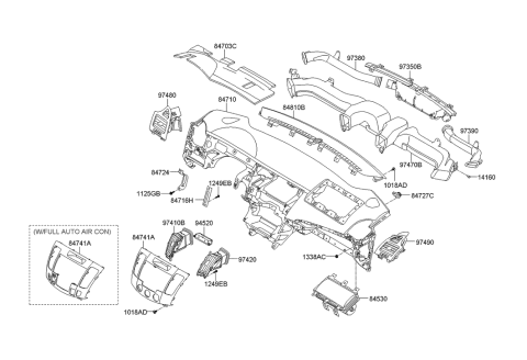 2009 Hyundai Sonata Old Body Style Crash Pad Upper Diagram