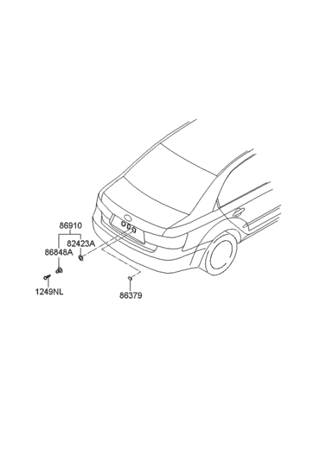 2010 Hyundai Sonata Old Body Style Back Panel Garnish Diagram