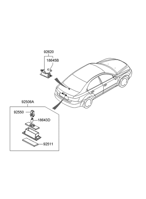 2009 Hyundai Sonata Lamp Assembly-License Plate Diagram for 92501-3K000