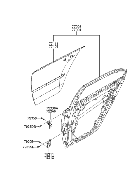 2007 Hyundai Sonata New Body Style Panel-Rear Door Diagram