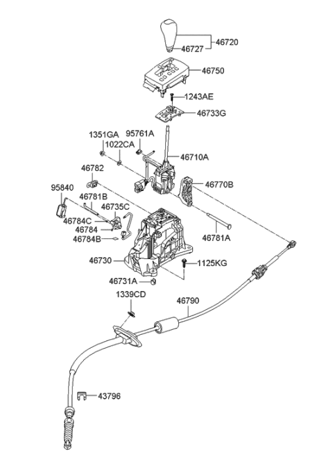 2007 Hyundai Sonata New Body Style Shift Lever Control (ATM) Diagram