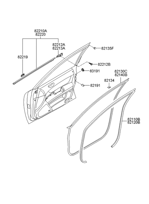 2007 Hyundai Sonata New Body Style Front Door Moulding Diagram