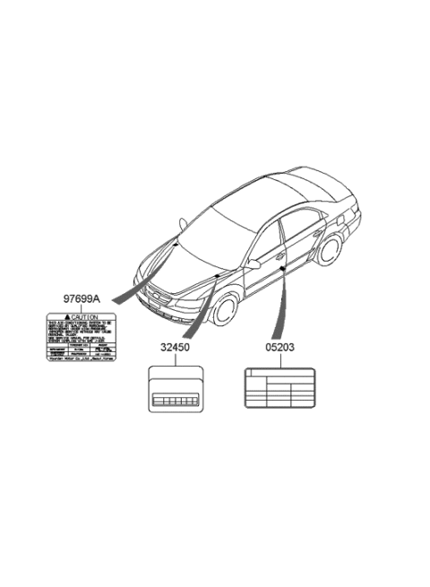 2010 Hyundai Sonata Label-Tire Pressure Diagram for 05203-0A610