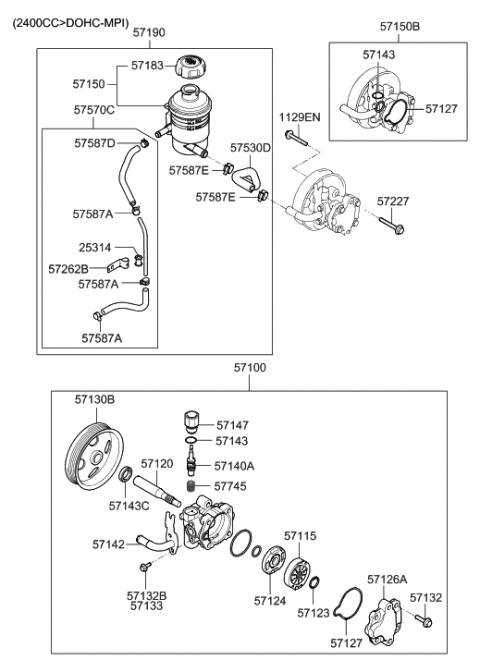2007 Hyundai Sonata New Body Style Power Steering Oil Pump Diagram 1